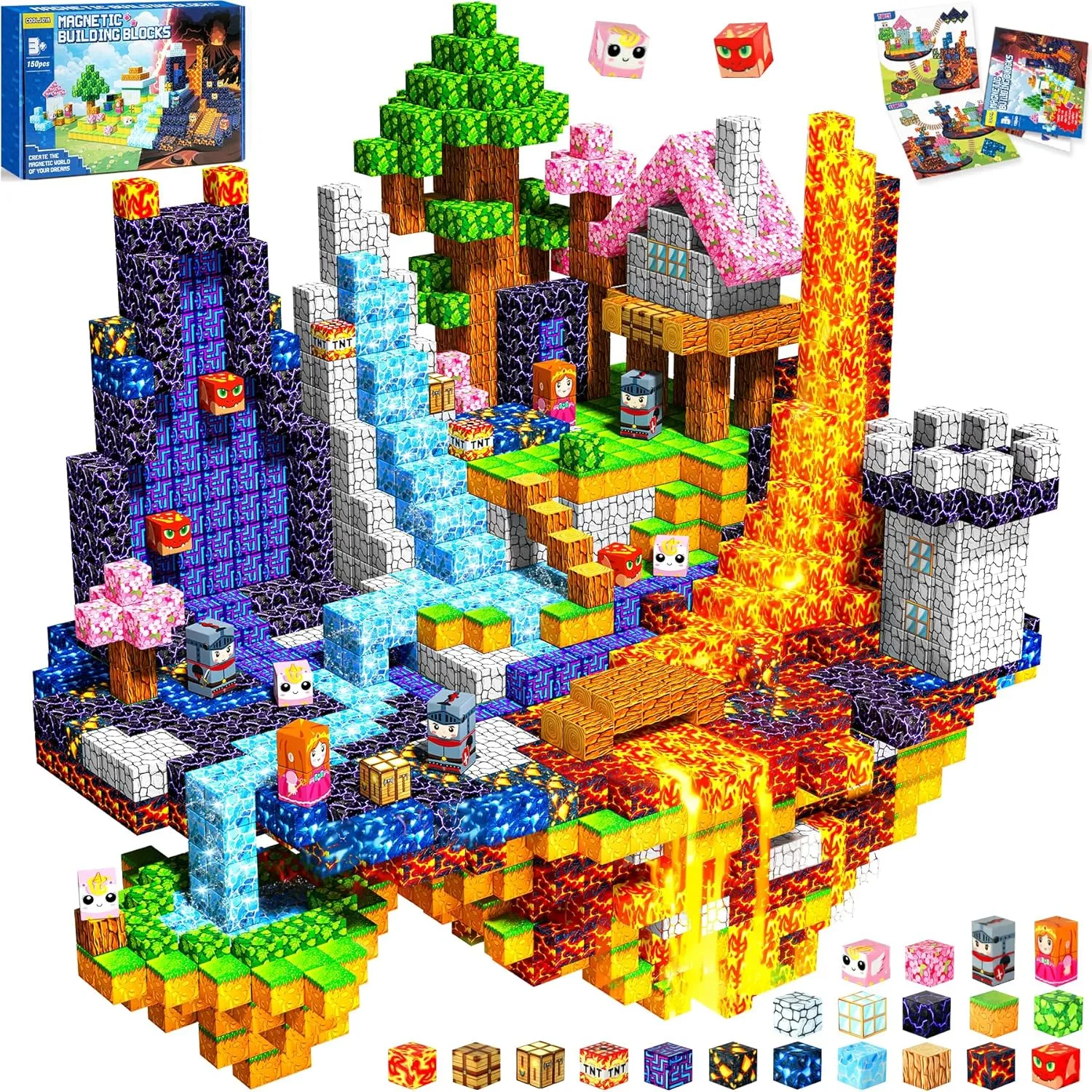 COOLJOYA Magnetische Bausteine, 150 Teile Magnetbausteine ab 4 Jahre, Ostern Geschenke Kinder, Magnetische Bauwelt Halloween Spielzeug Magnetblöcke für Kinder ab 3 4 5 6 7 8 9 Jahre